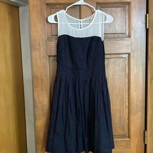 Loft pleated navy dress size 2